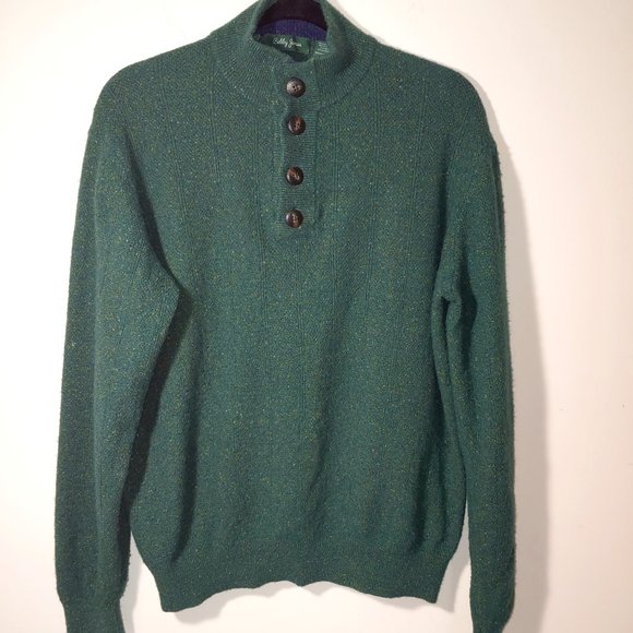 Bobby Jones Wool Blend 4 Buttons Mock Neck Knit Sweater Size M Marled Gr… - Picture 1 of 5